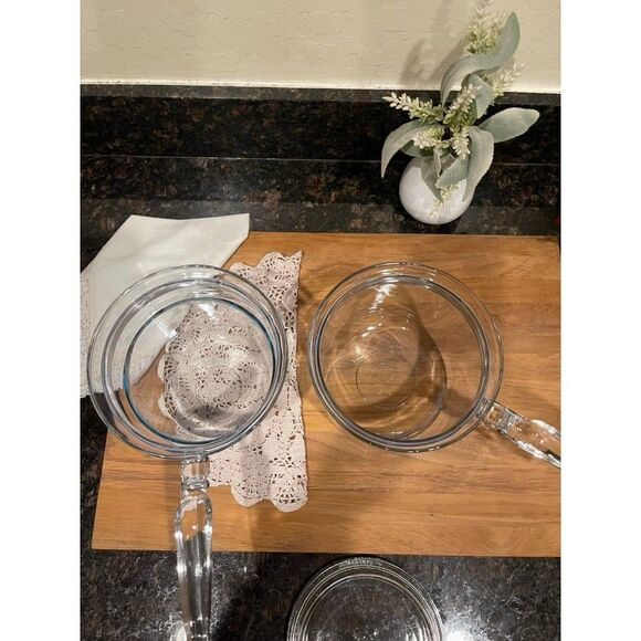 Vintage 3 piece Pyrex Flameware Double Boiler - Picture 3 of 10
